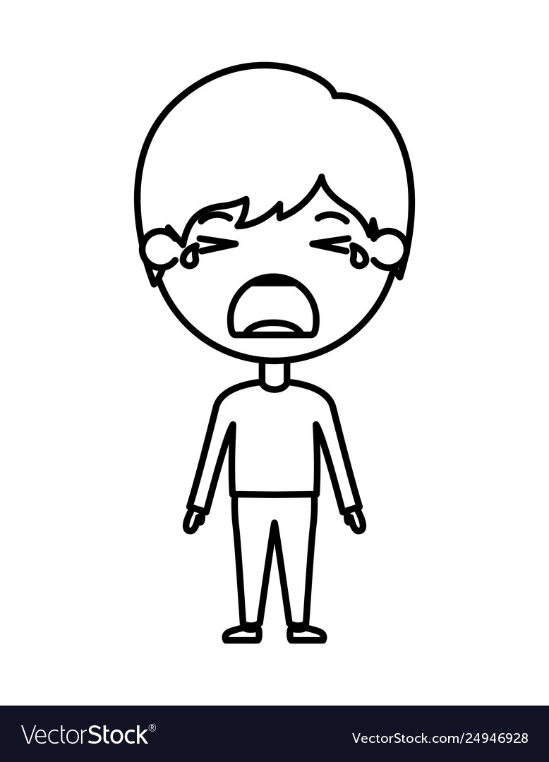 Cartoon man crying kawaii character