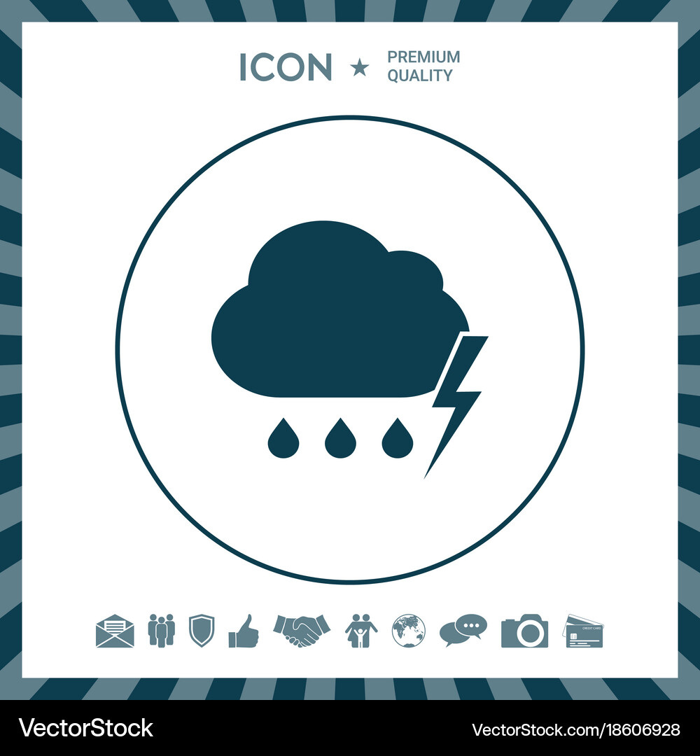 Cloud thunderstorm lightning rain icon Royalty Free Vector
