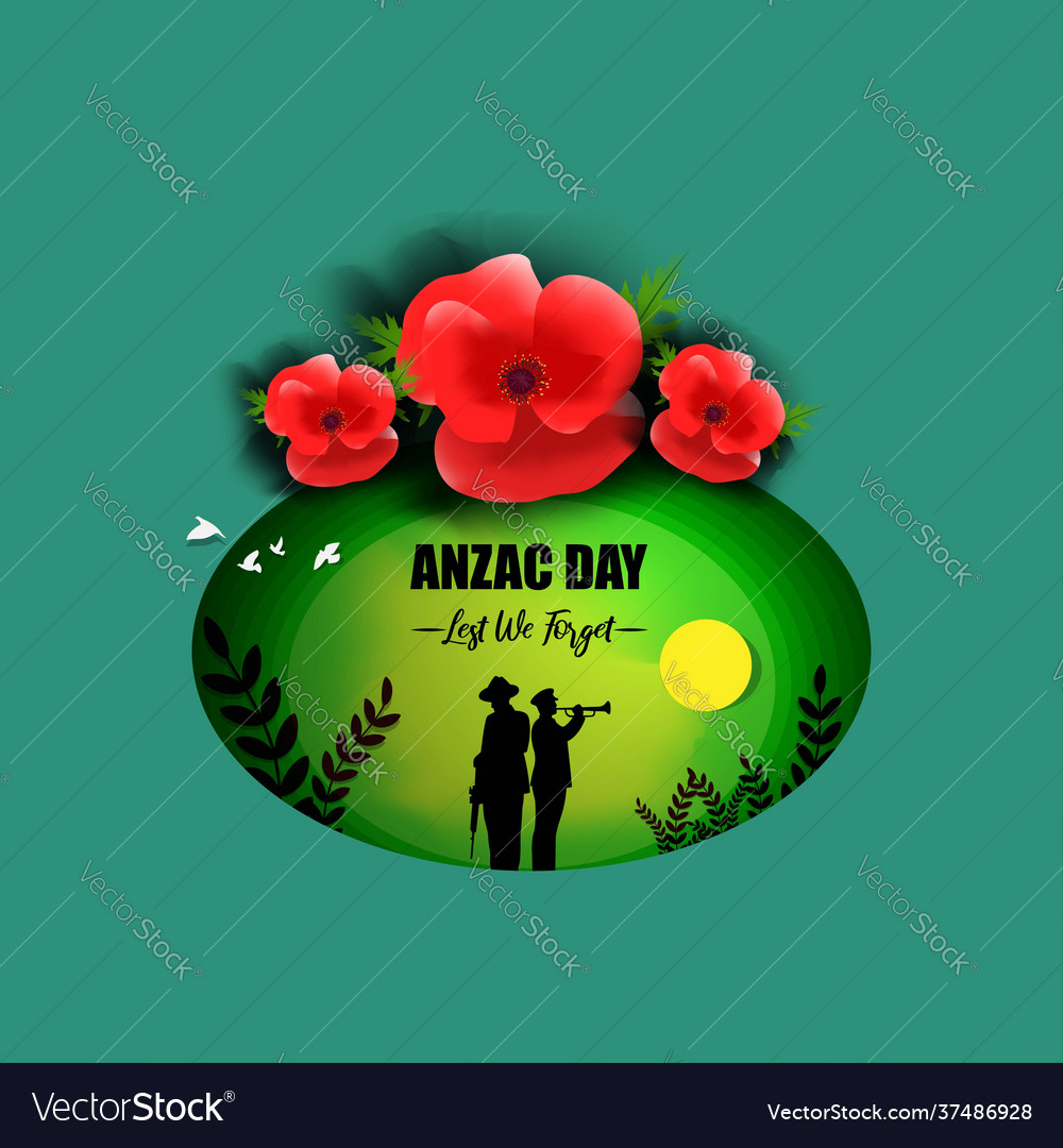 Concept anzac day with poppy flowers 25 april