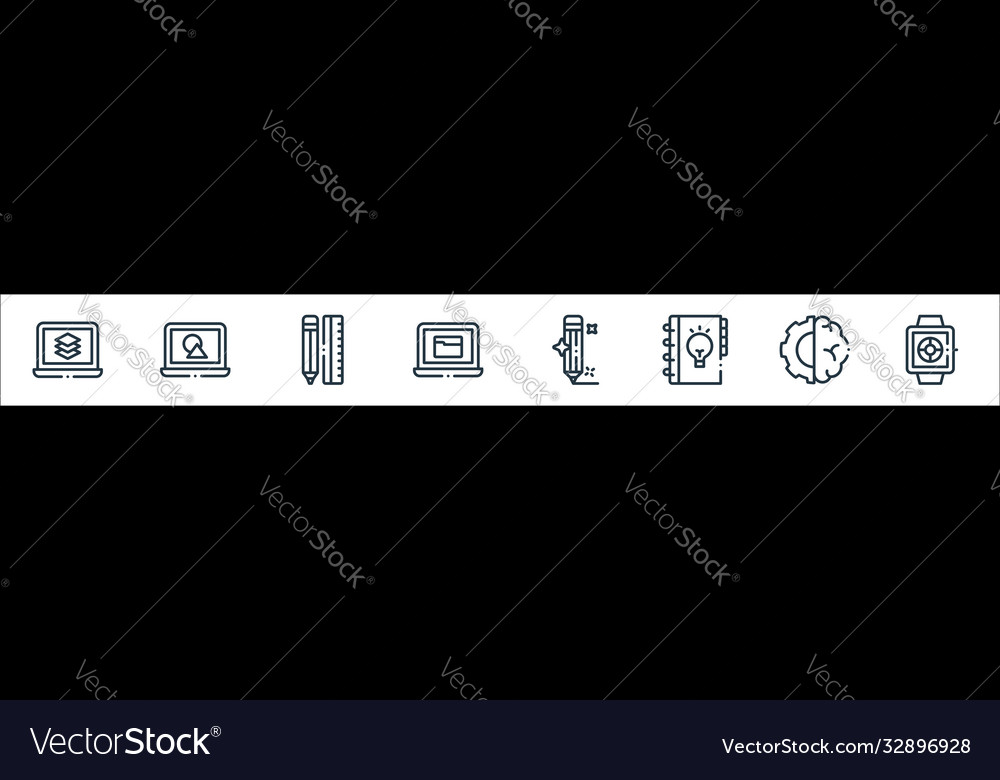 Design thinking line icons linear set quality Vector Image Design thinking line icons linear set quality