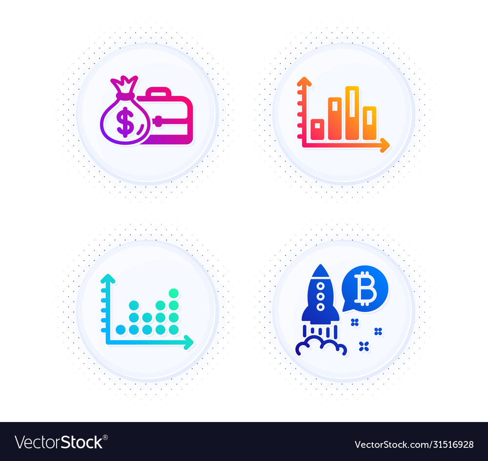 Diagram graph salary and dot plot icons set vector image Diagram graph salary and dot plot icons set