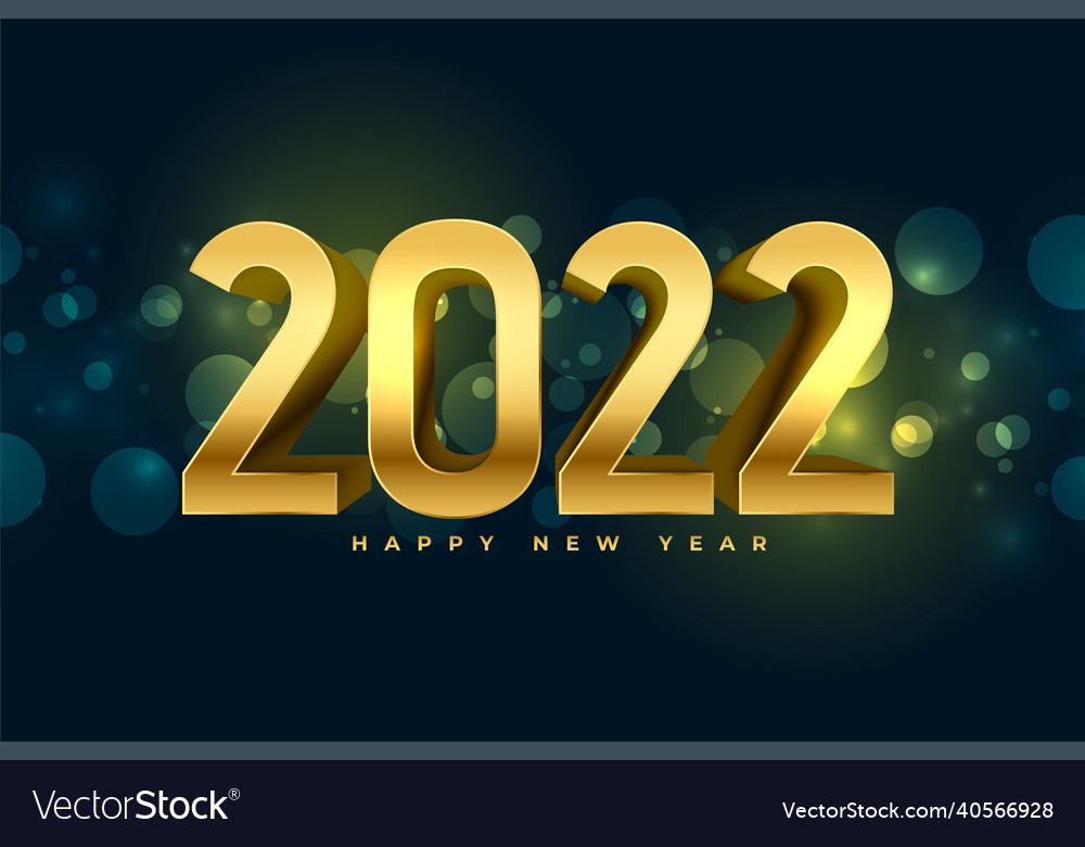 Golden 3d 2022 text effect sparkling greeting Vector Image