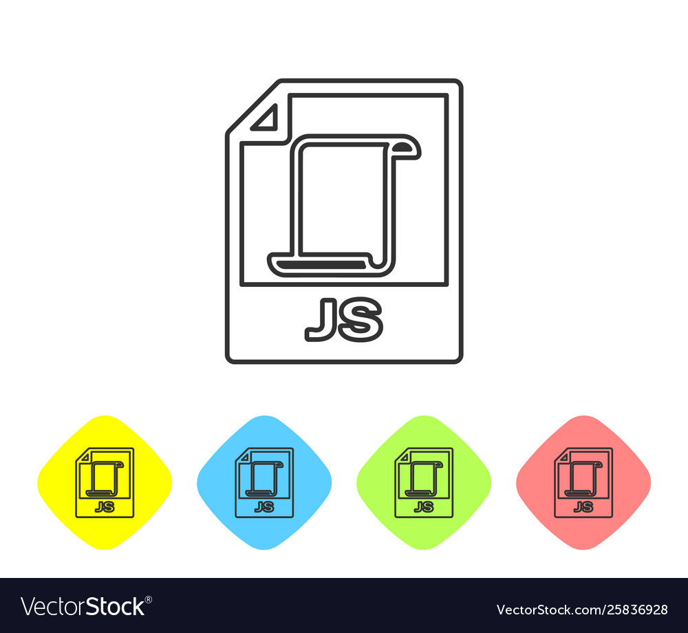 Grey js file document icon download button vector image Grey js file document icon download button