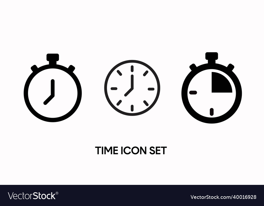 Isolated time and clock line icons