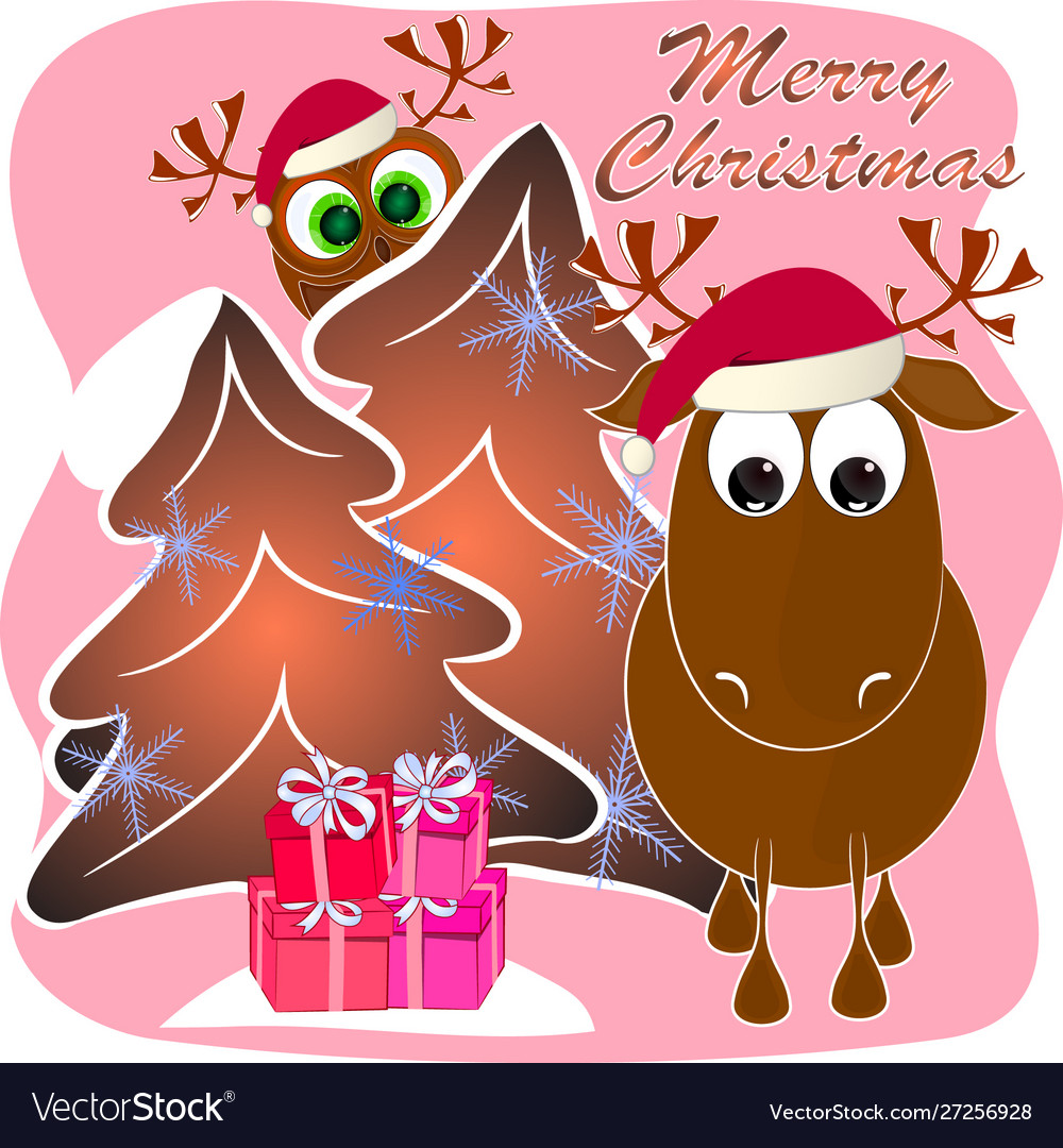 Merry christmas cartoon greeting card