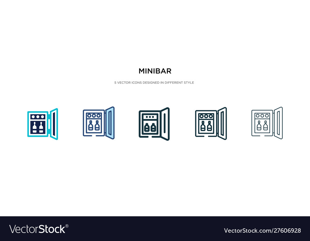 Minibar icon in different style two colored vector image Minibar icon in different style two colored