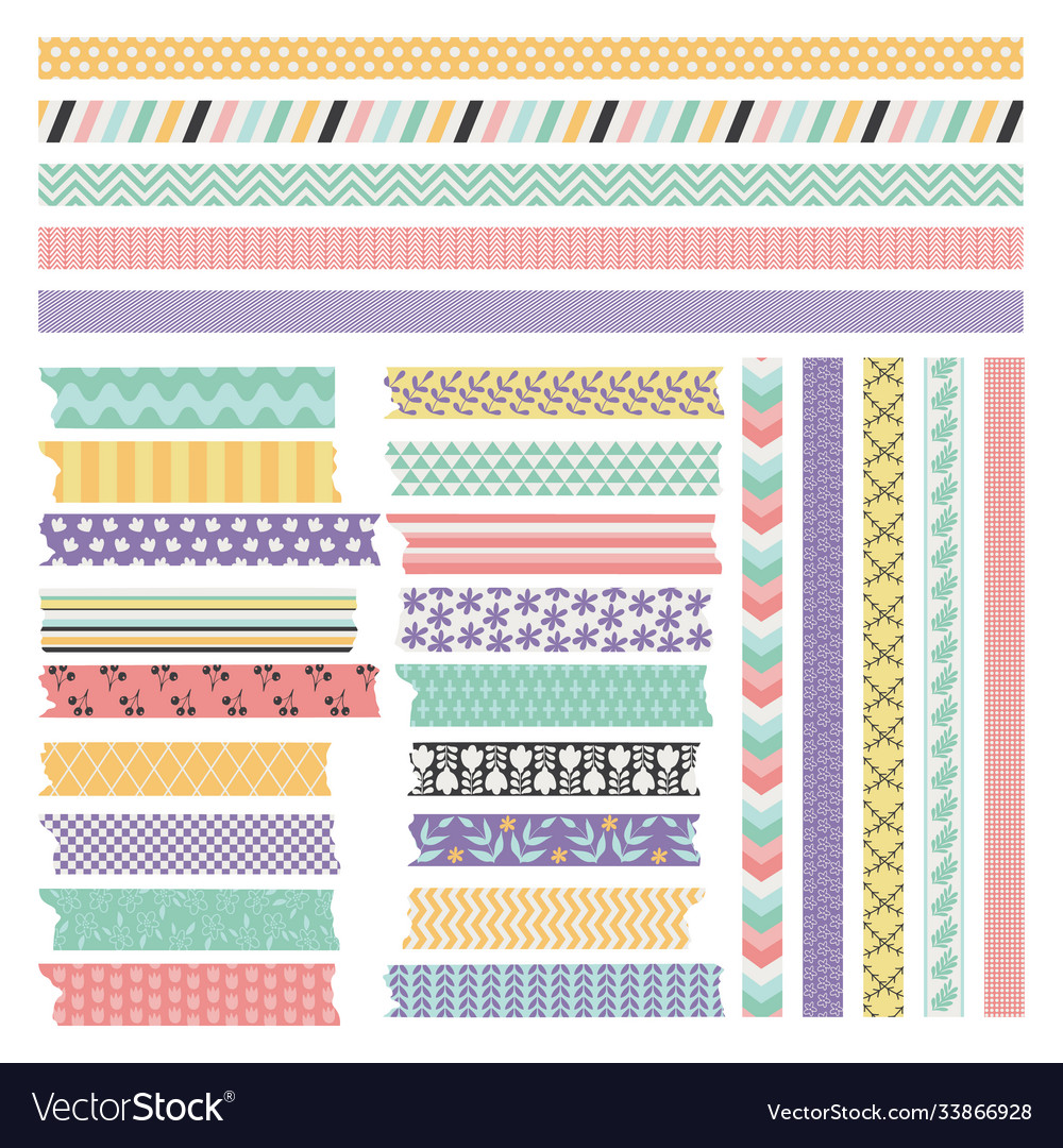 Scrapbooking Tape Or Washi Stripes Set Flat Vector Image