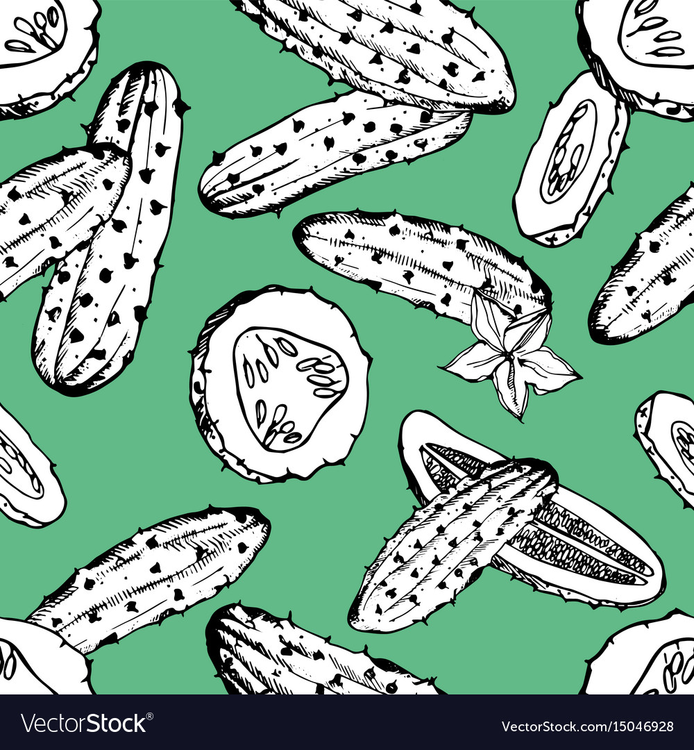 Seamless pattern with black and white cucumber