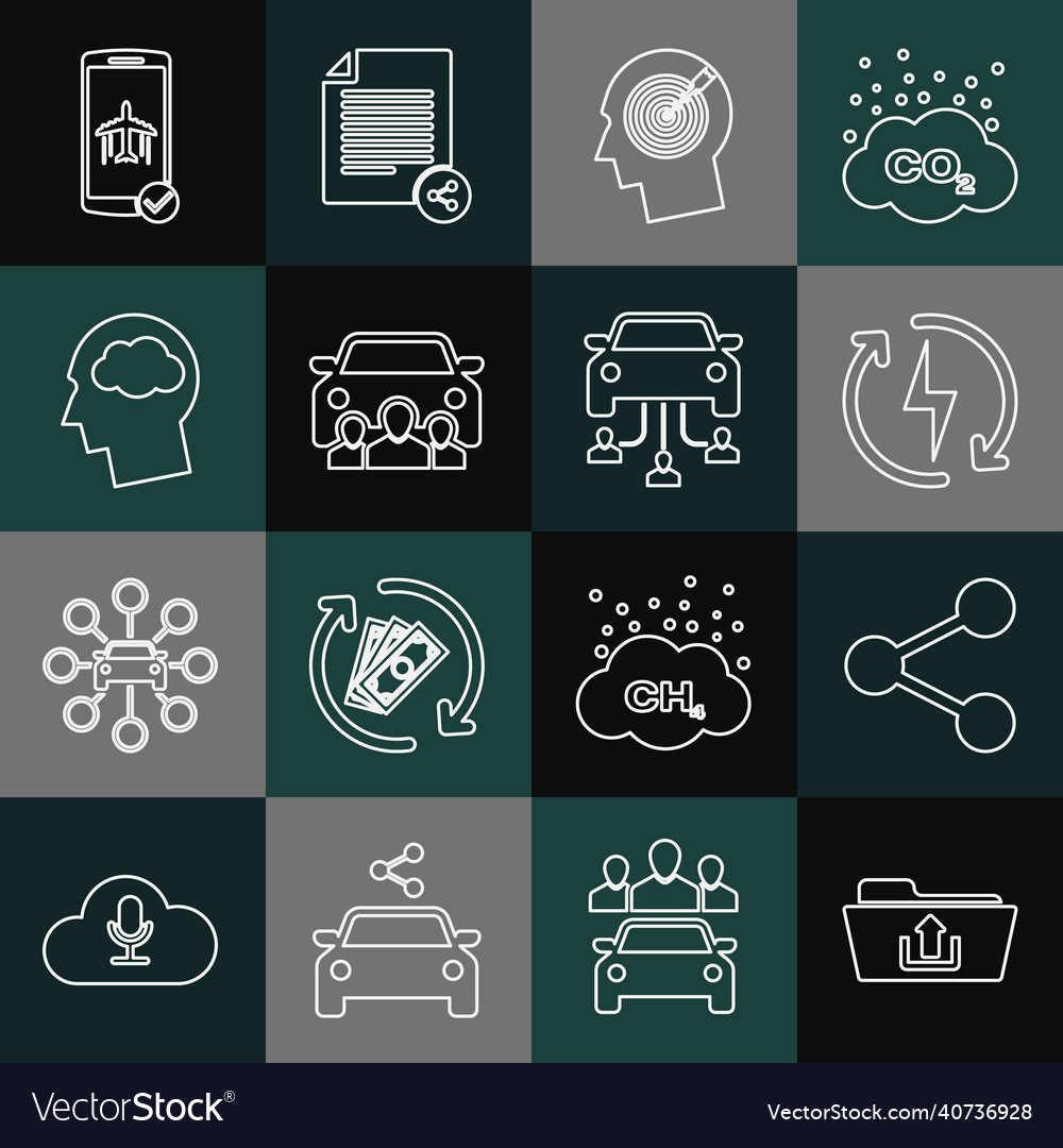 Set line folder upload share recharging head vector image Set line folder upload share recharging head