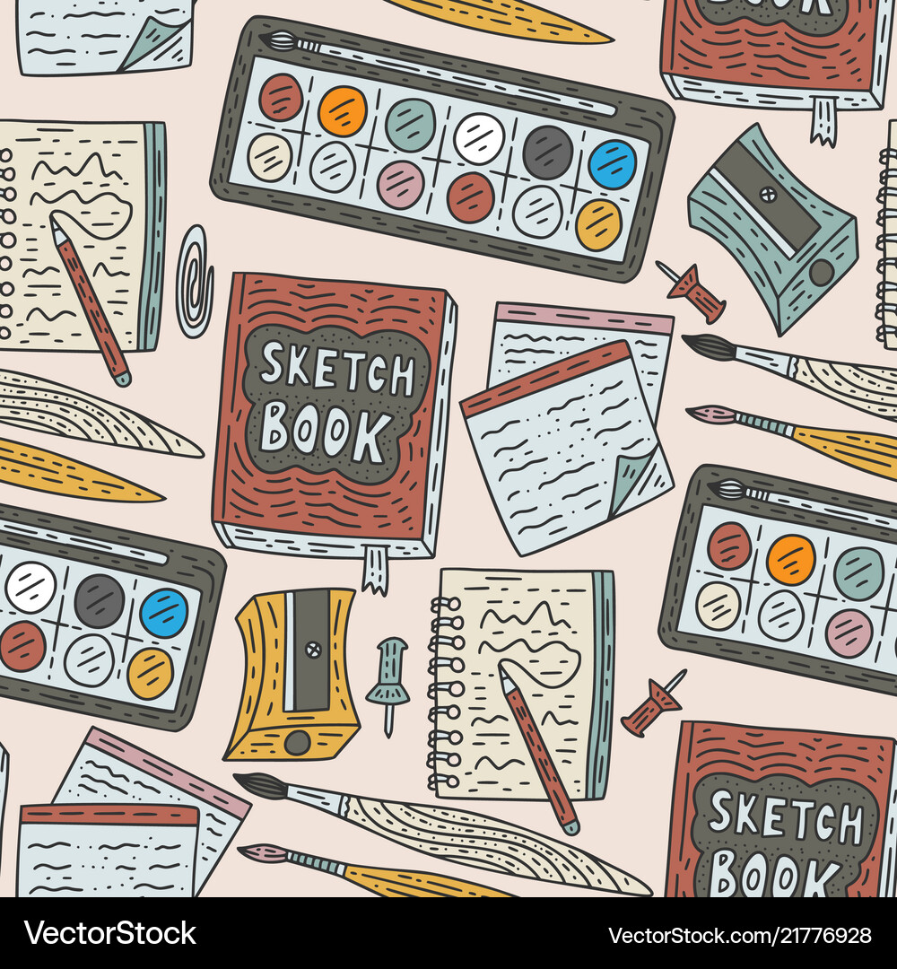Writting accessories seamless pattern Royalty Free Vector