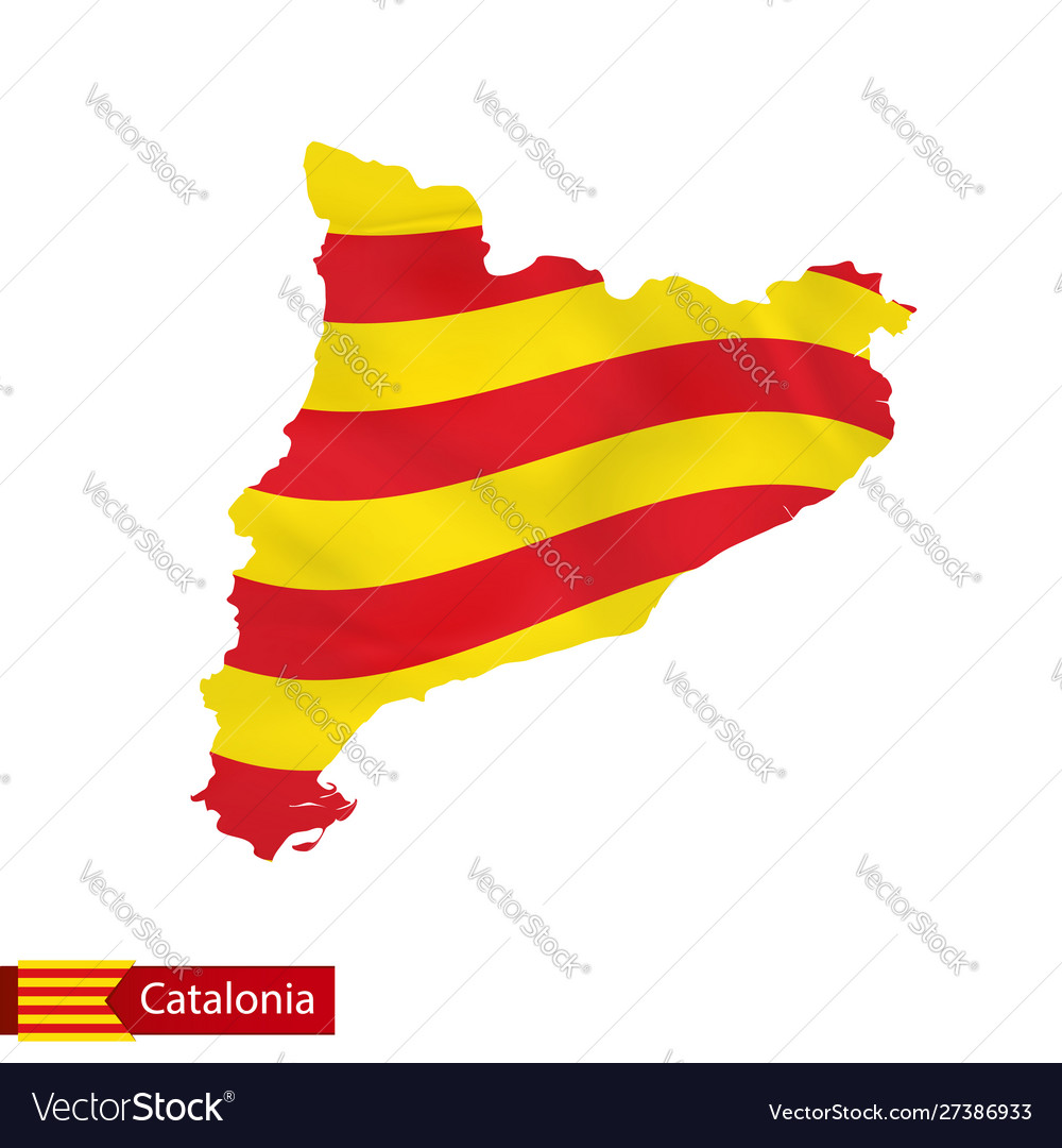 Catalonia map with waving flag country