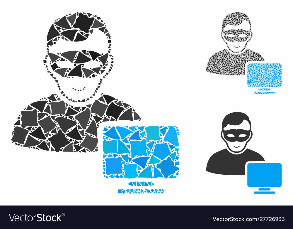 Computer hacker composition icon inequal items