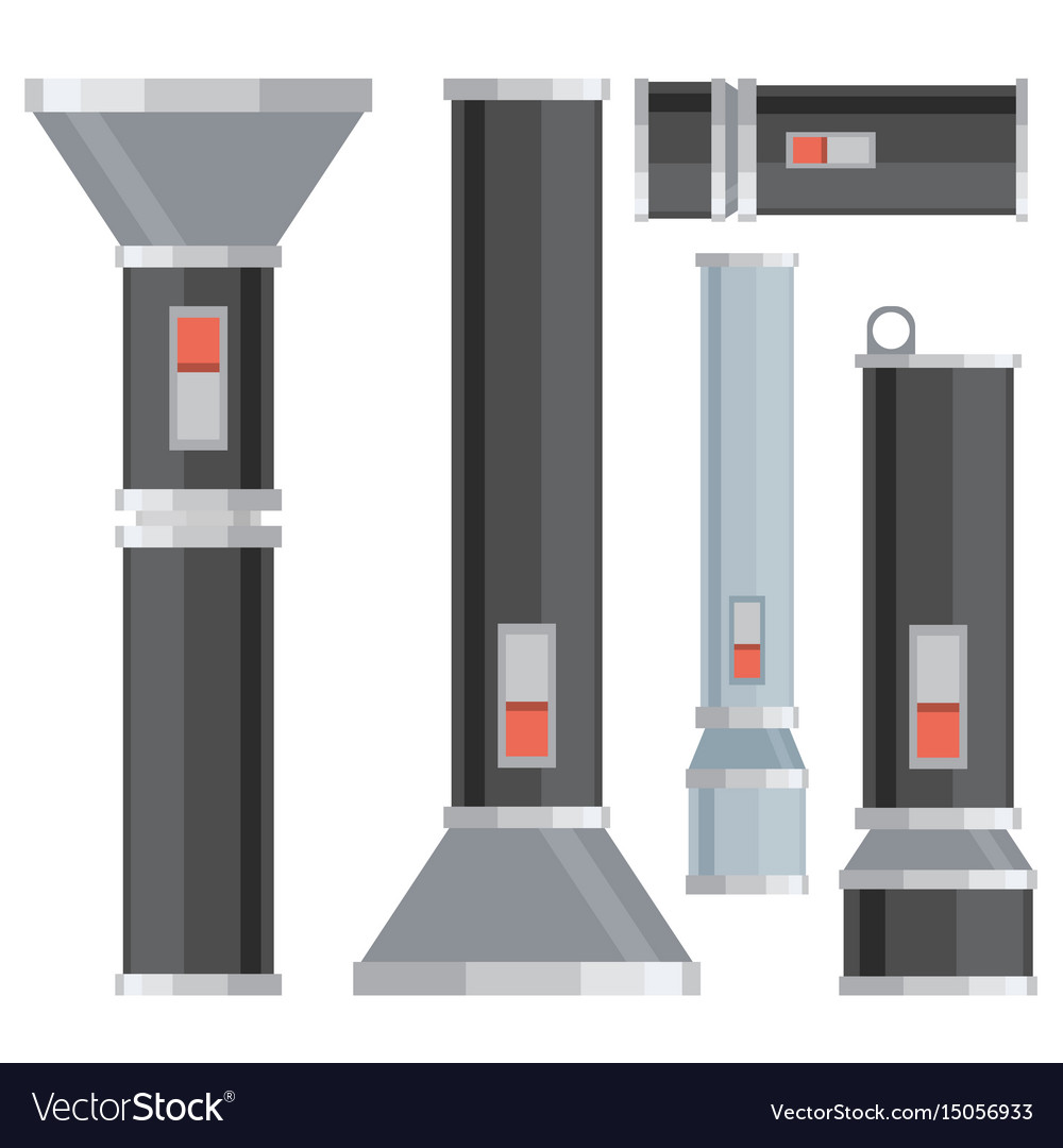 Flashlight set in flat style