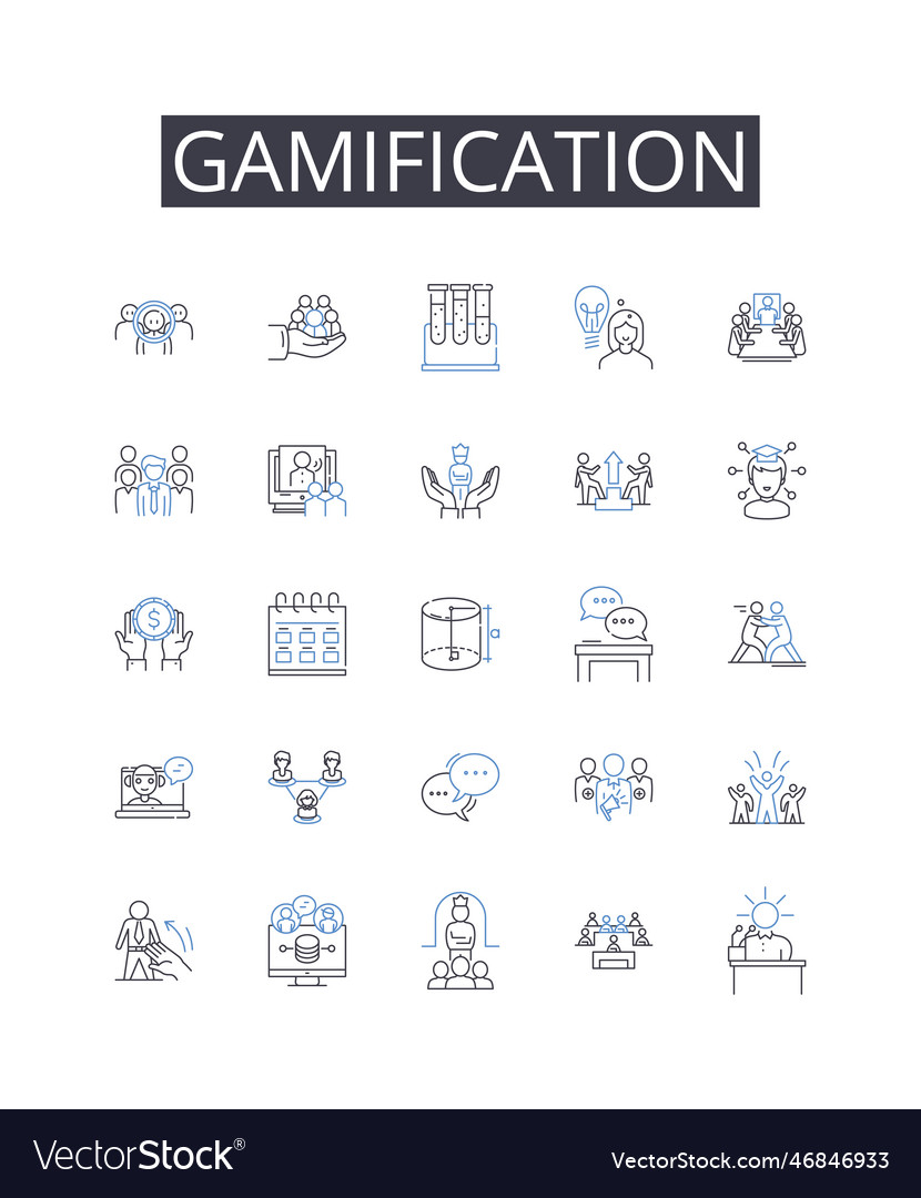 Gamification line icons collection skill-building