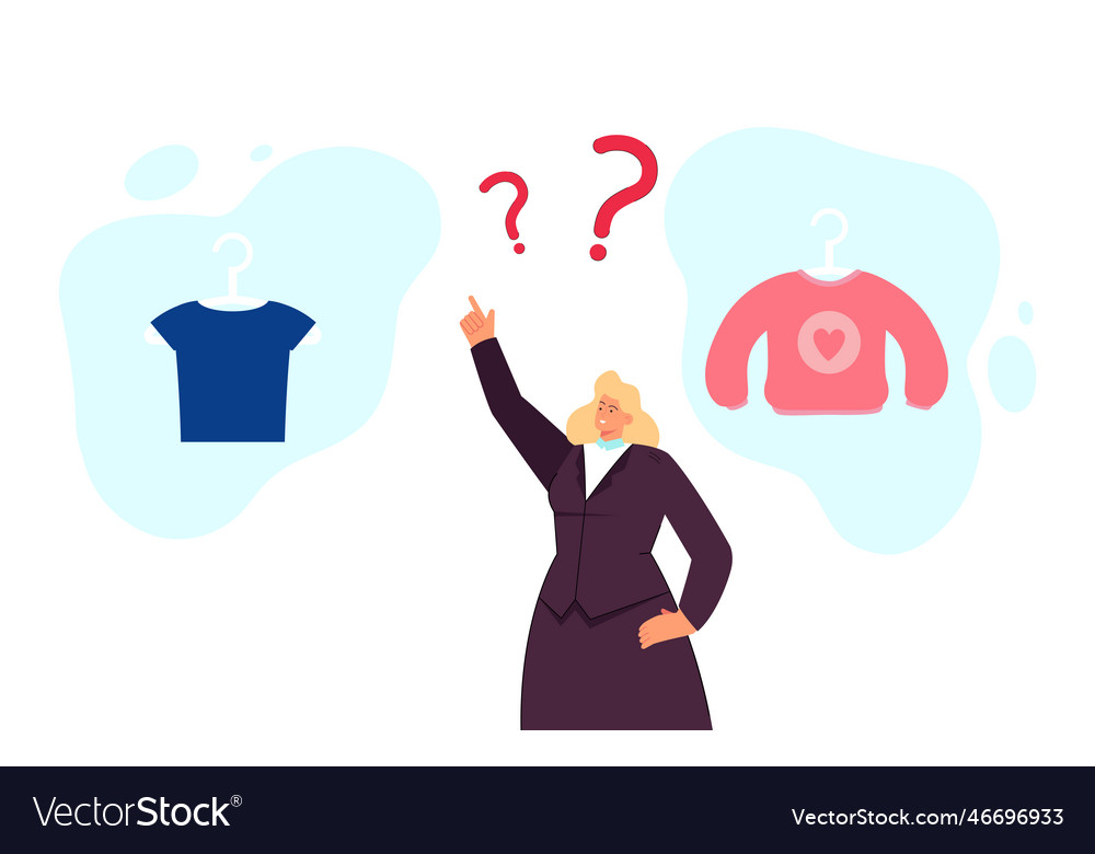 Girl choosing clothes flat