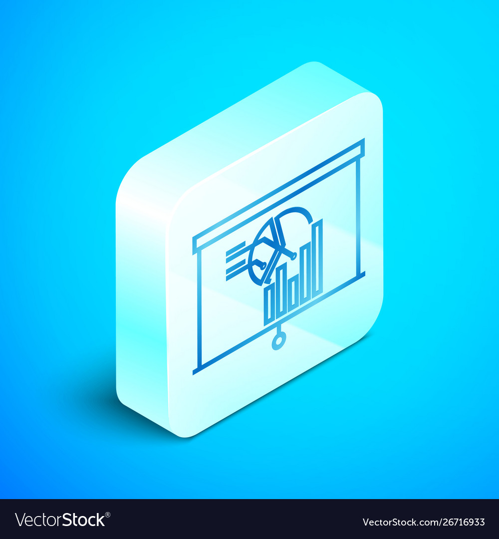 Isometric line board with graph chart icon vector image Isometric line board with graph chart icon
