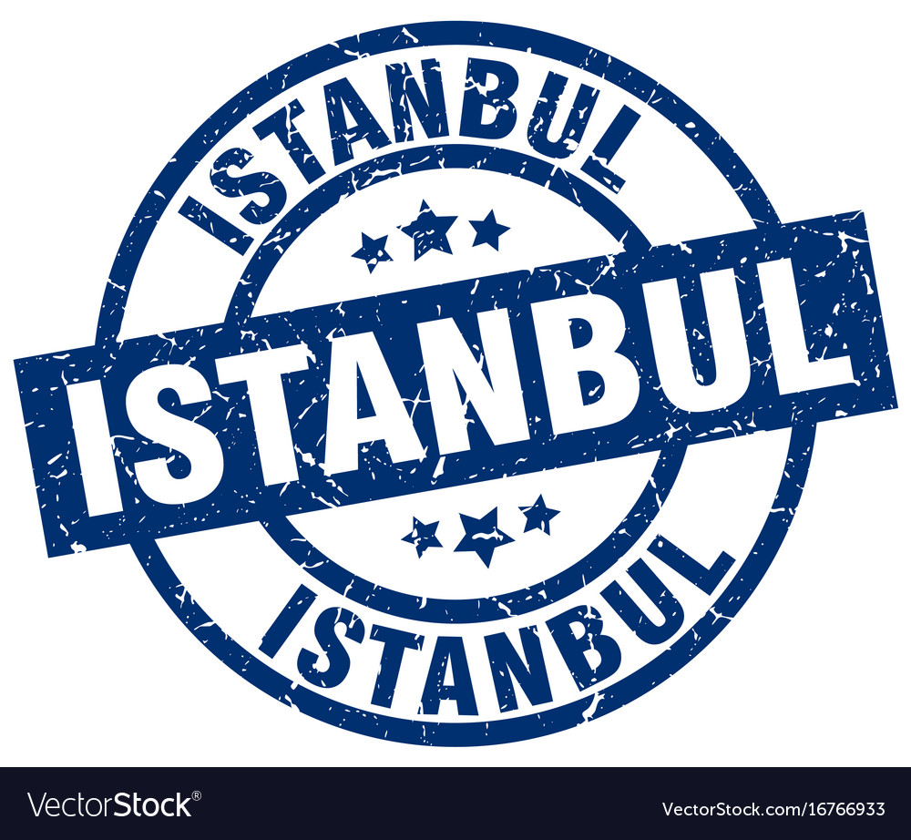 Istanbul blue round grunge stamp