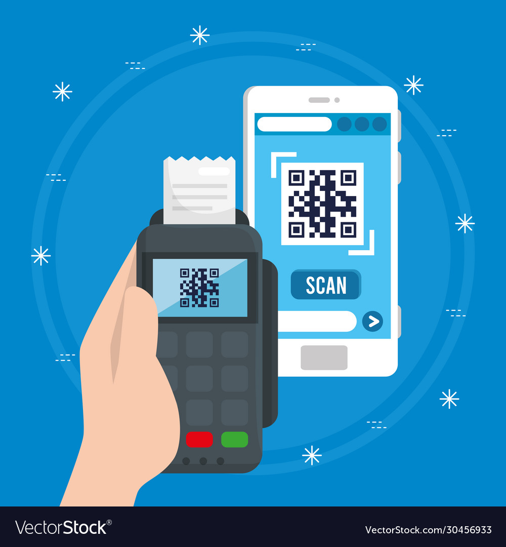 Qr code inside smartphone and dataphone