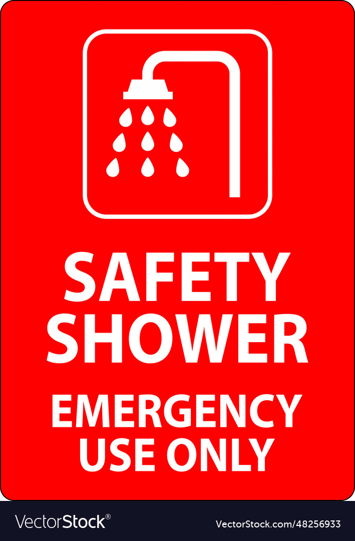 Safety shower sign emergency use Royalty Free Vector Image