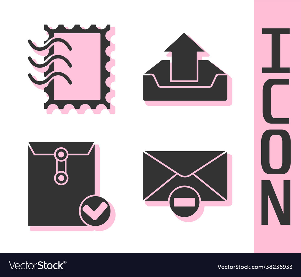 Set delete envelope postal stamp envelope Vector Image