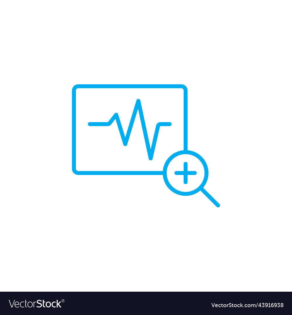 Blue diagnostic with magnifying glass icon