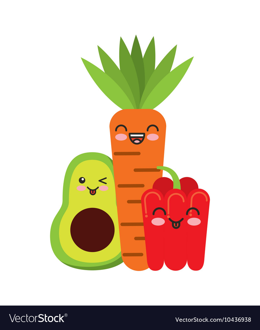 Fresh vegetables kawaii character isolated icon