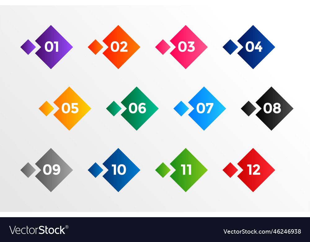 Geometric style number bullet points in many