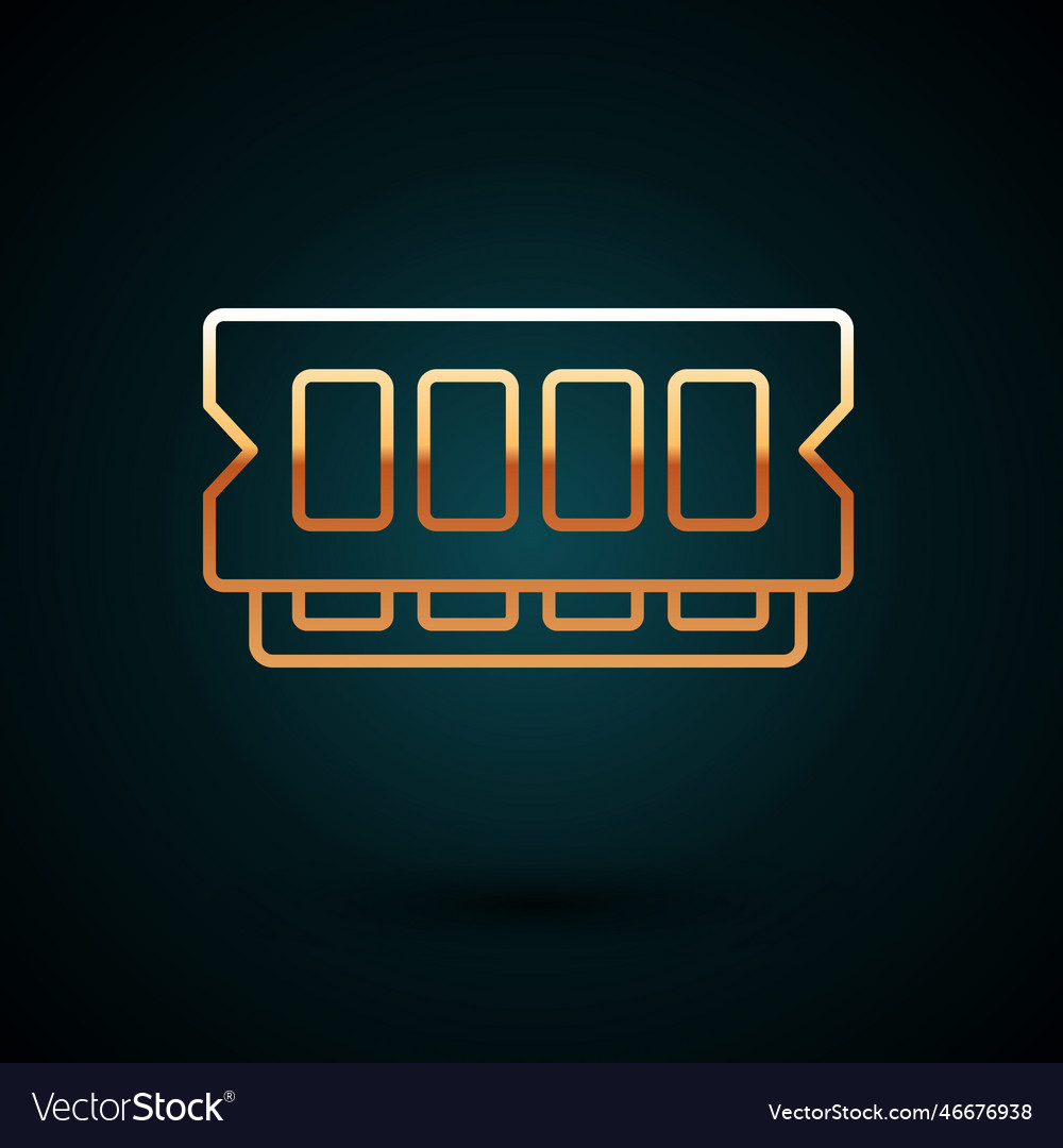 Gold Line ram zufälligen Zugriff Speicher Icon isoliert vector image Gold Line ram zufälligen Zugriff Speicher Icon isoliert
