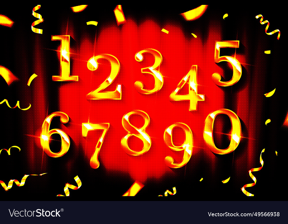 Golden number 3d style font Vector Image Golden number 3d style font