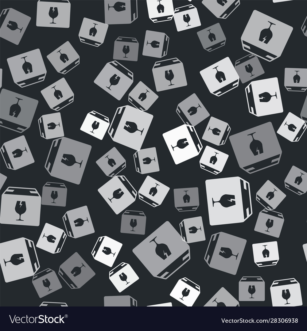 Grey delivery package box with fragile content Vector Image Grey delivery package box with fragile content