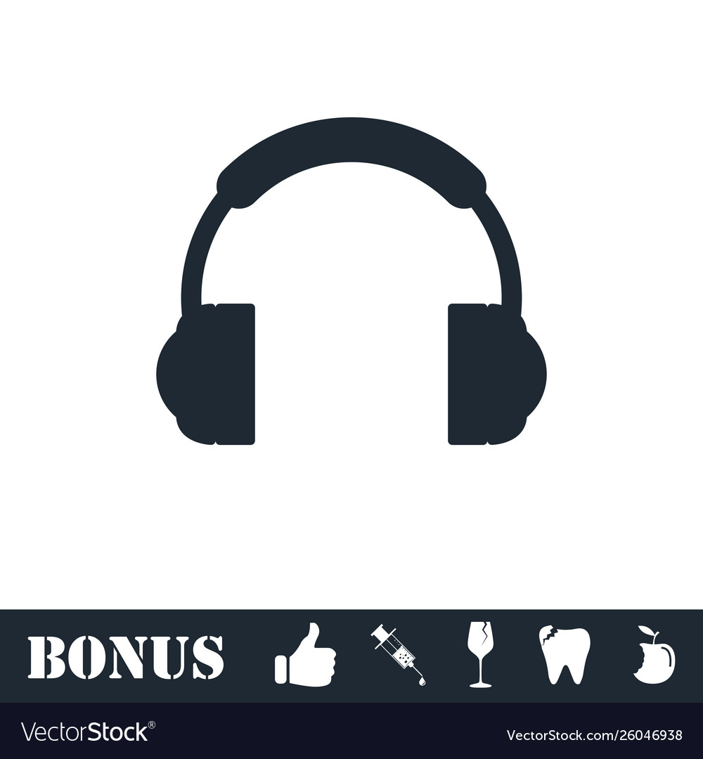 Headphones icon flat