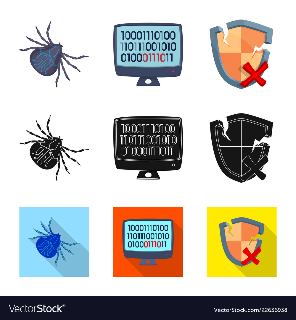 Isolated object of virus and secure symbol vector image Isolated object of virus and secure symbol