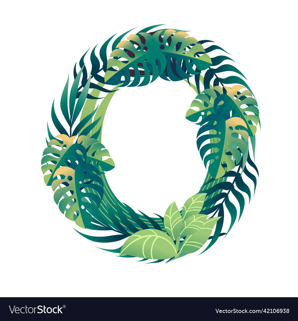 Leaf number 0 with different types of green vector image Leaf number 0 with different types of green