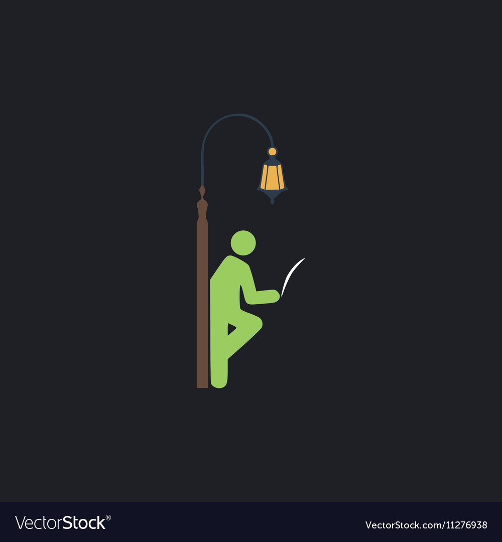 Man reading computer symbol