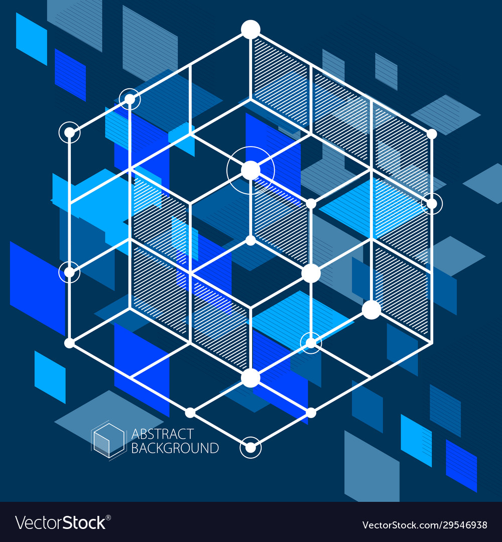 Modern isometric abstract dark blue background