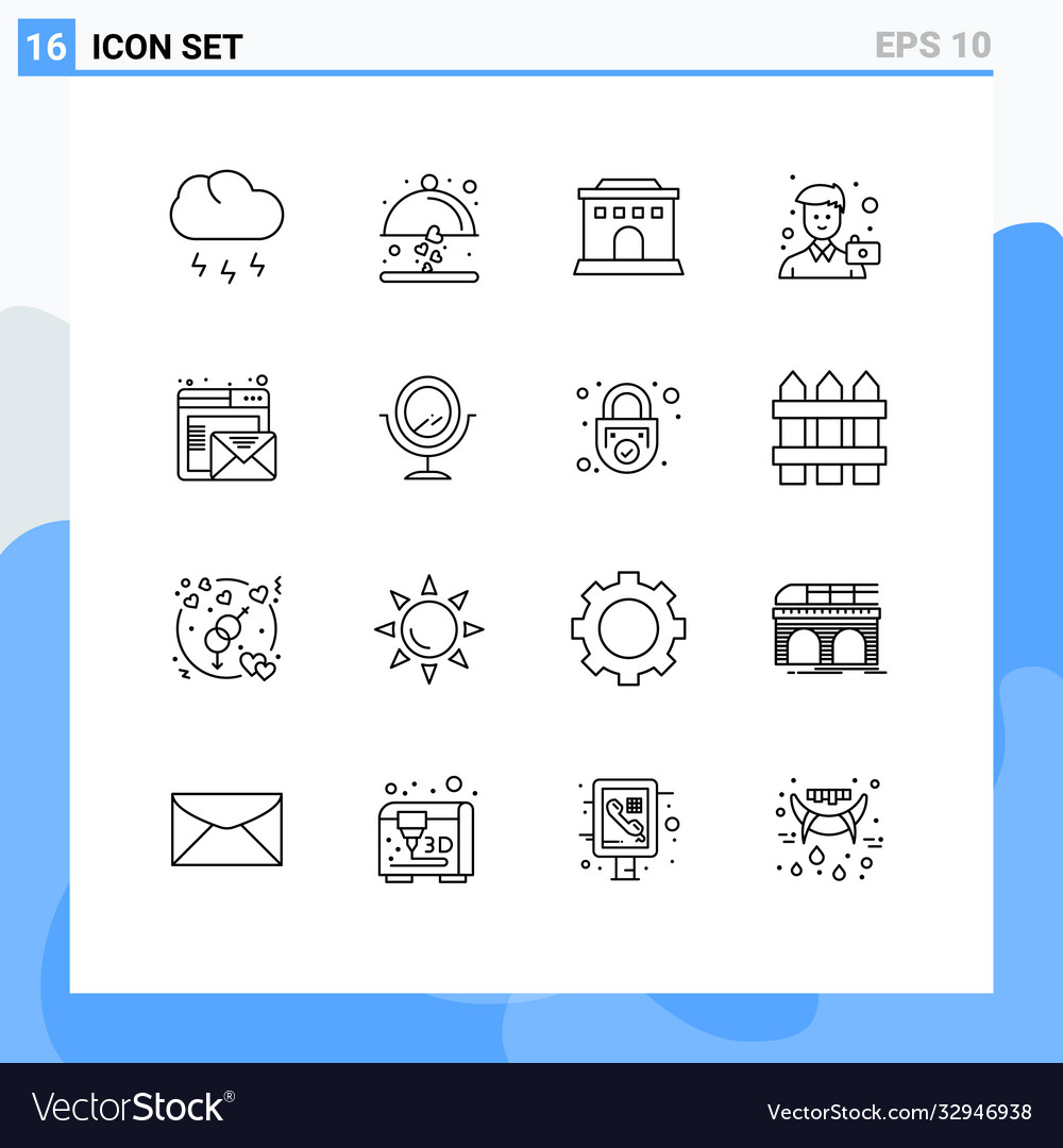 Modern set 16 outlines and symbols