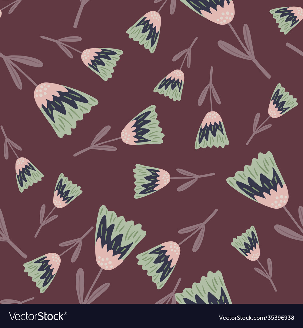 Random seamless nature pattern with simple flower vector image Random seamless nature pattern with simple flower