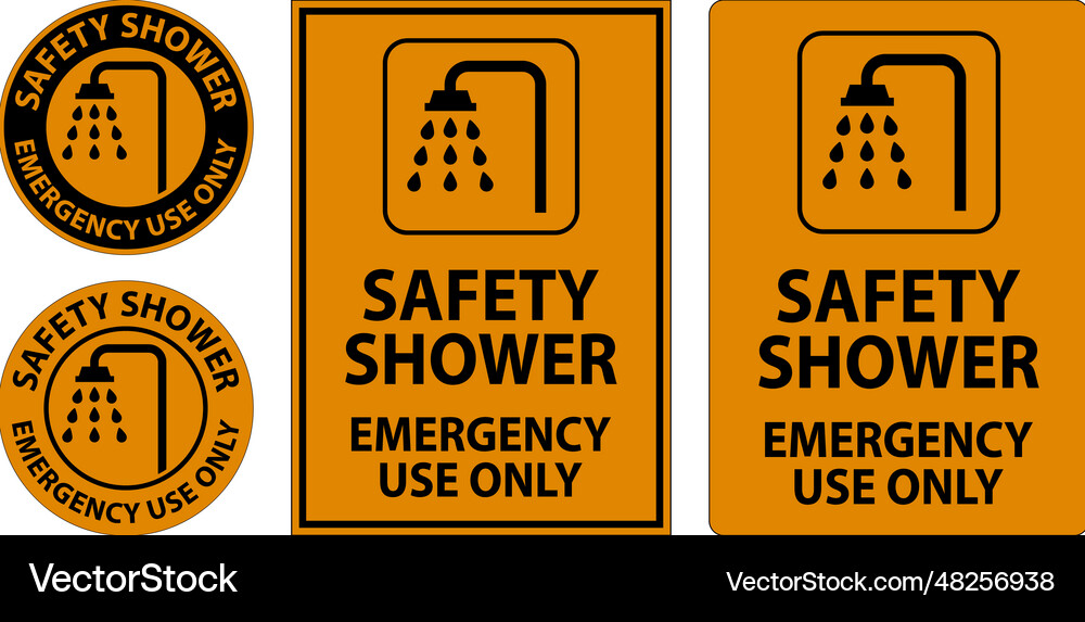Safety shower sign emergency use Royalty Free Vector Image