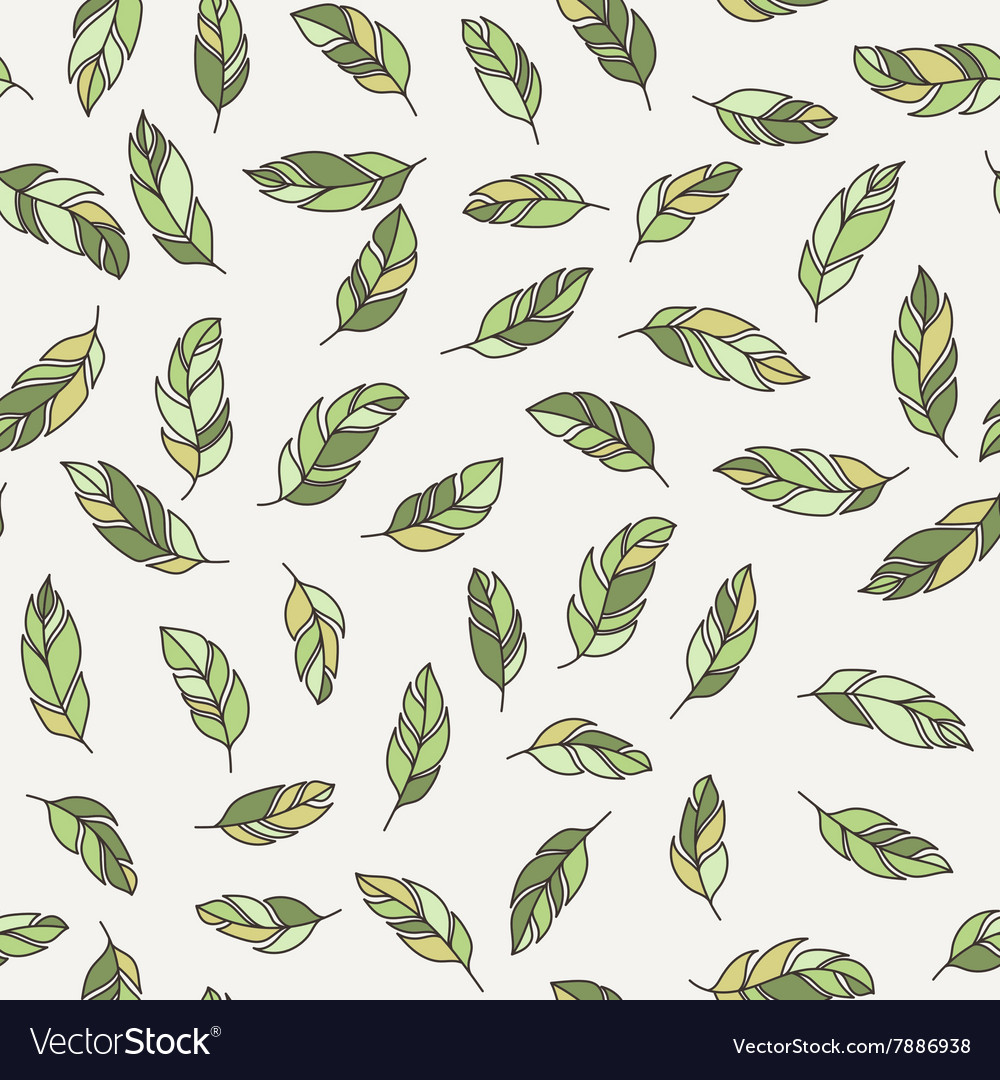 Seamless pattern of feathers doodle