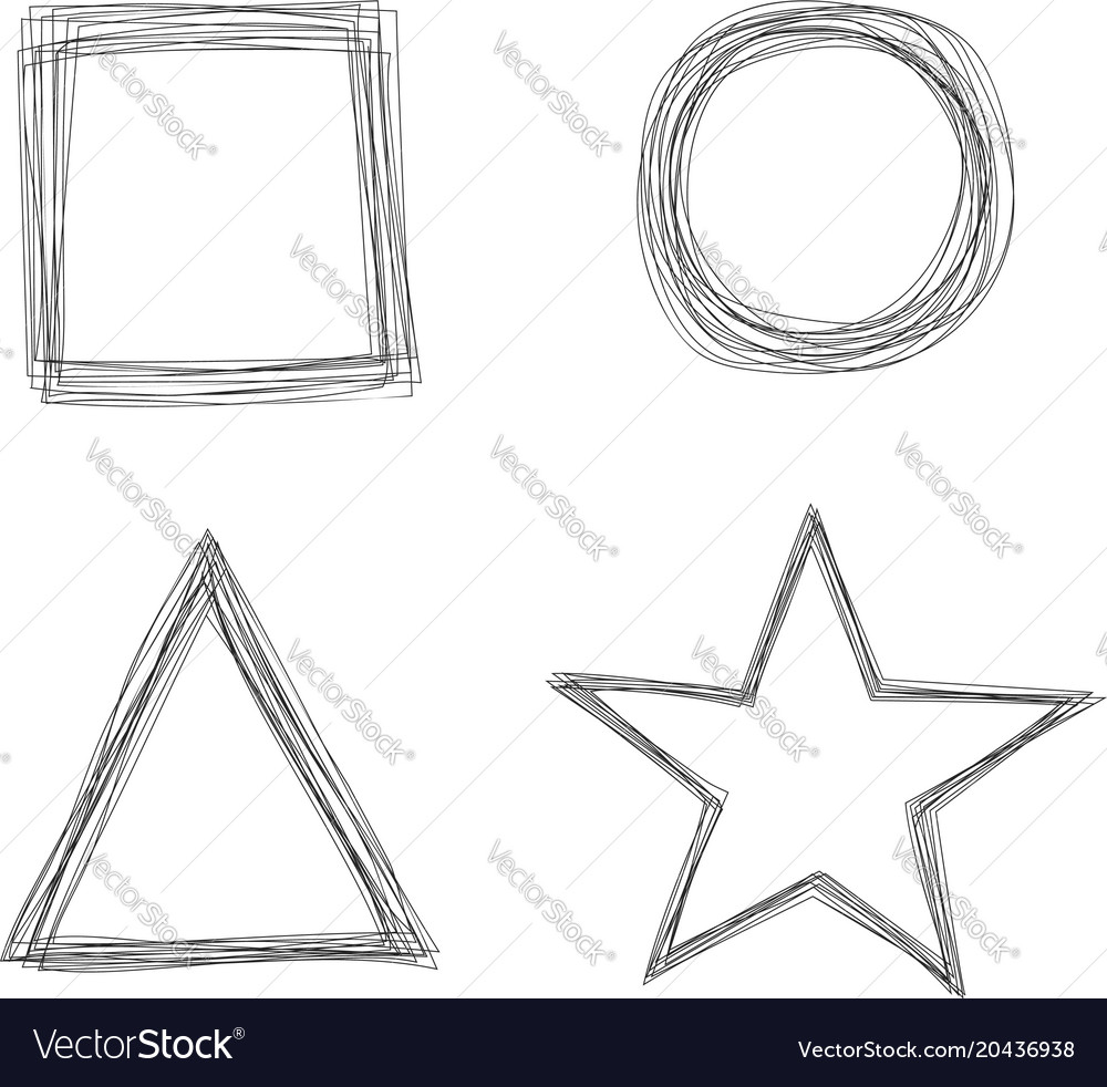 Set of sketchy scribble line shape frames