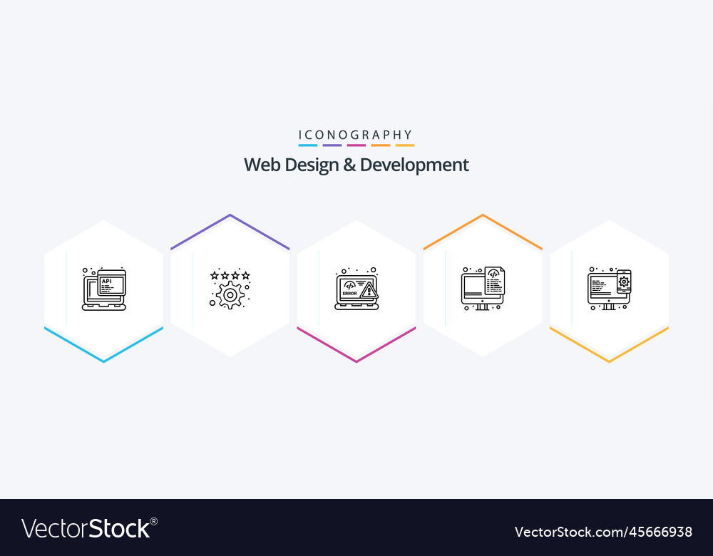 Web design and development 25 line icon pack