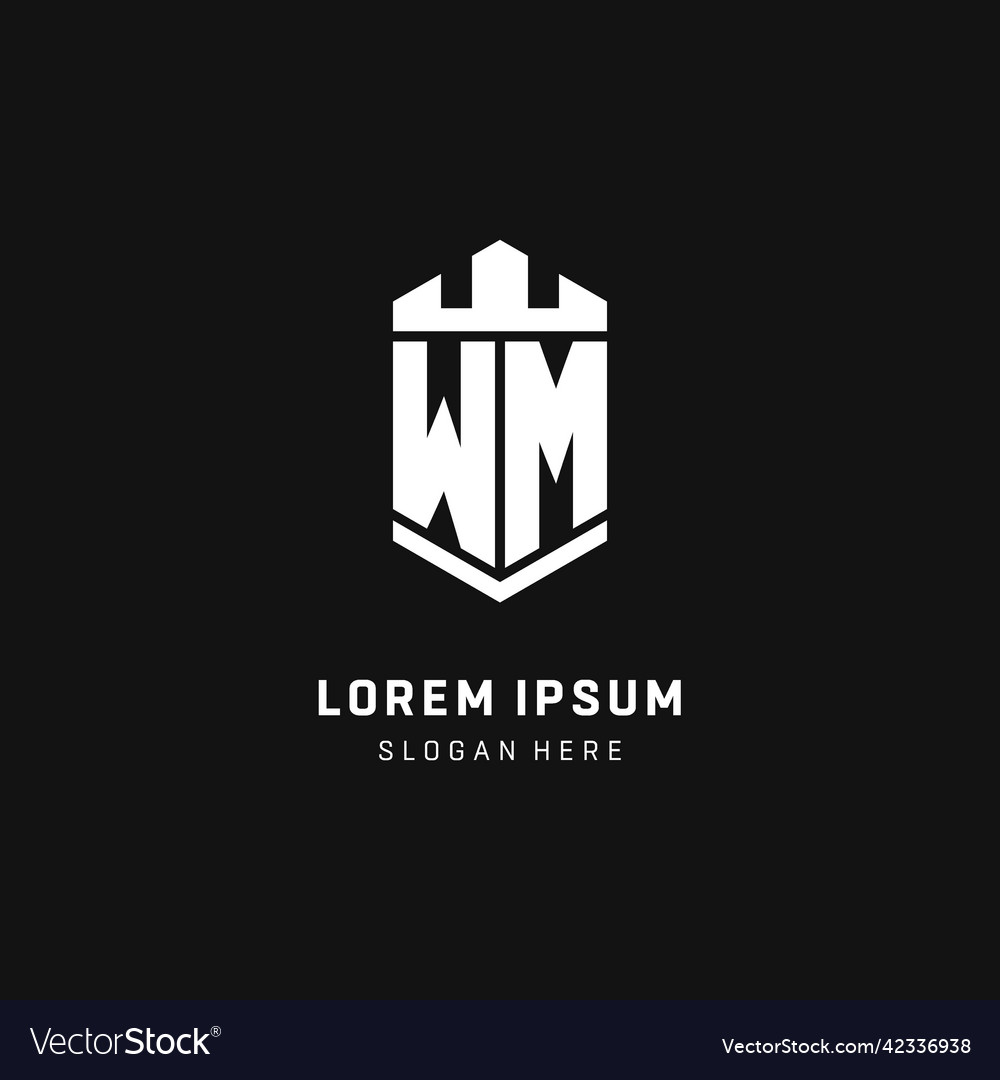 Wm monogram logo initial with crown and shield Vector Image Wm monogram logo initial with crown and shield