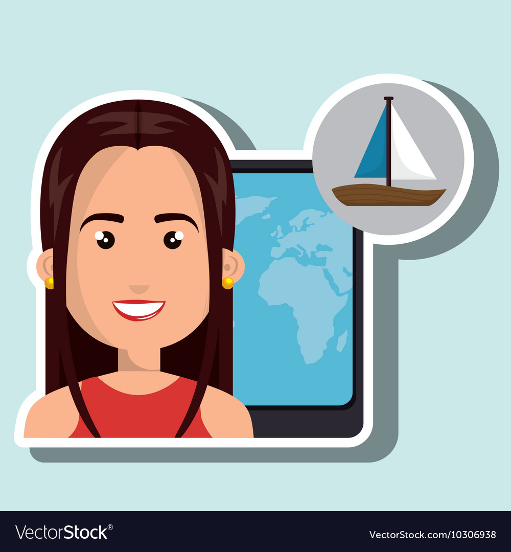 Woman travel map world