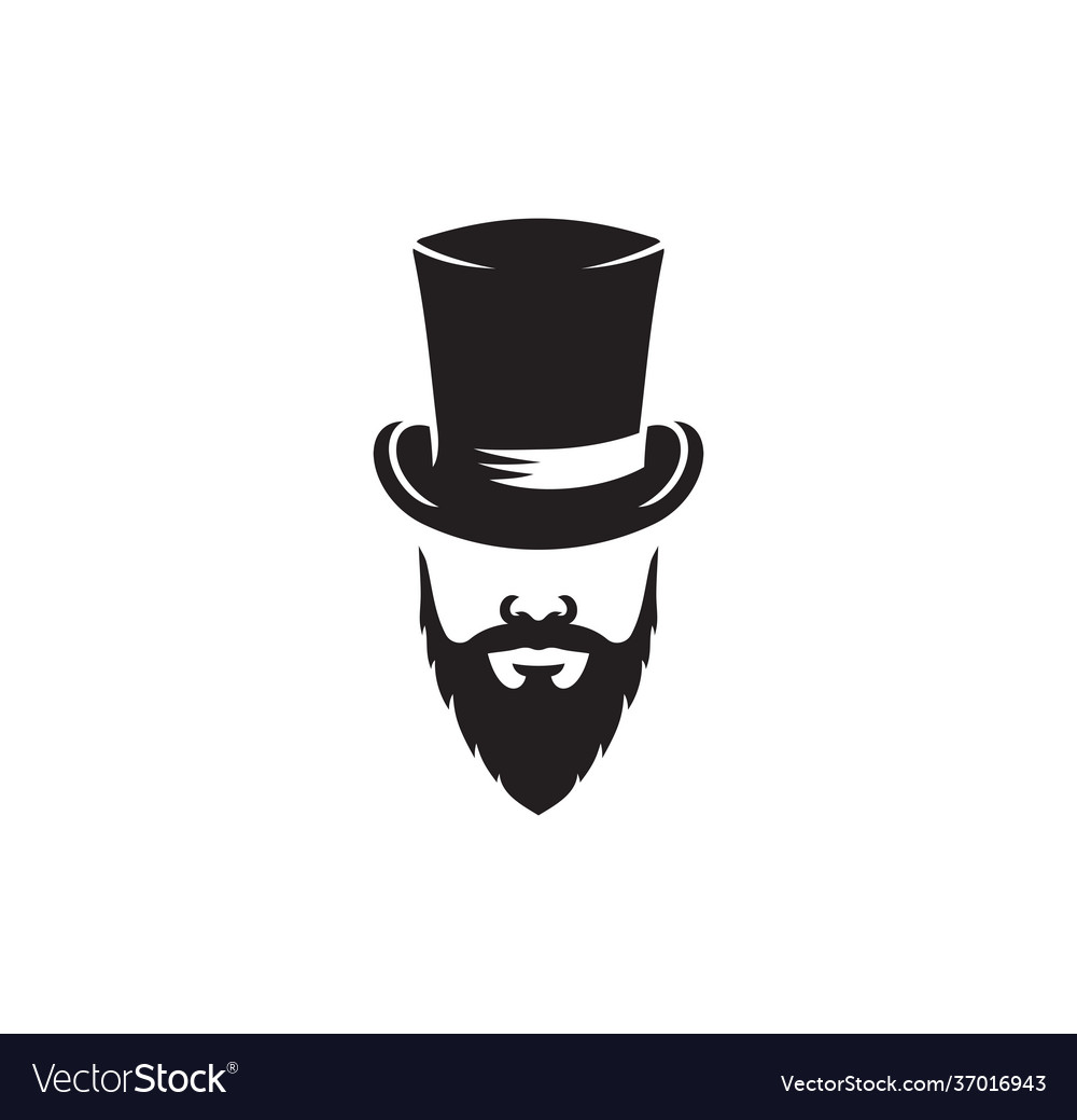 Bearded hipster with top hat Royalty Free Vector Image