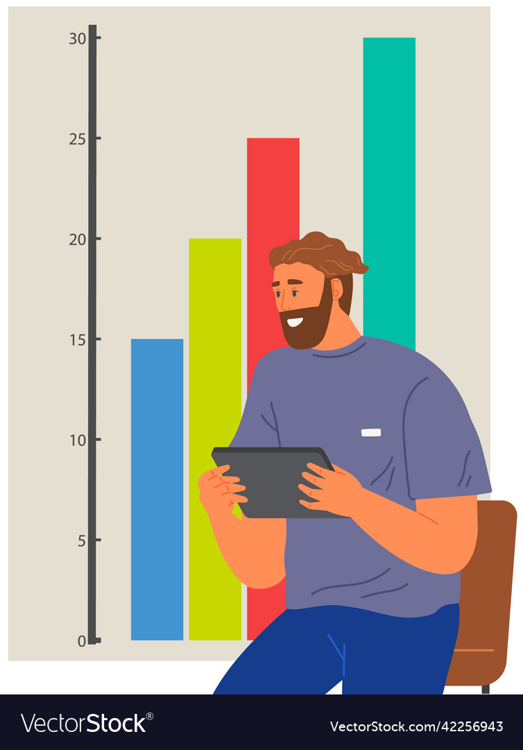 Businessman works with statistical indicators