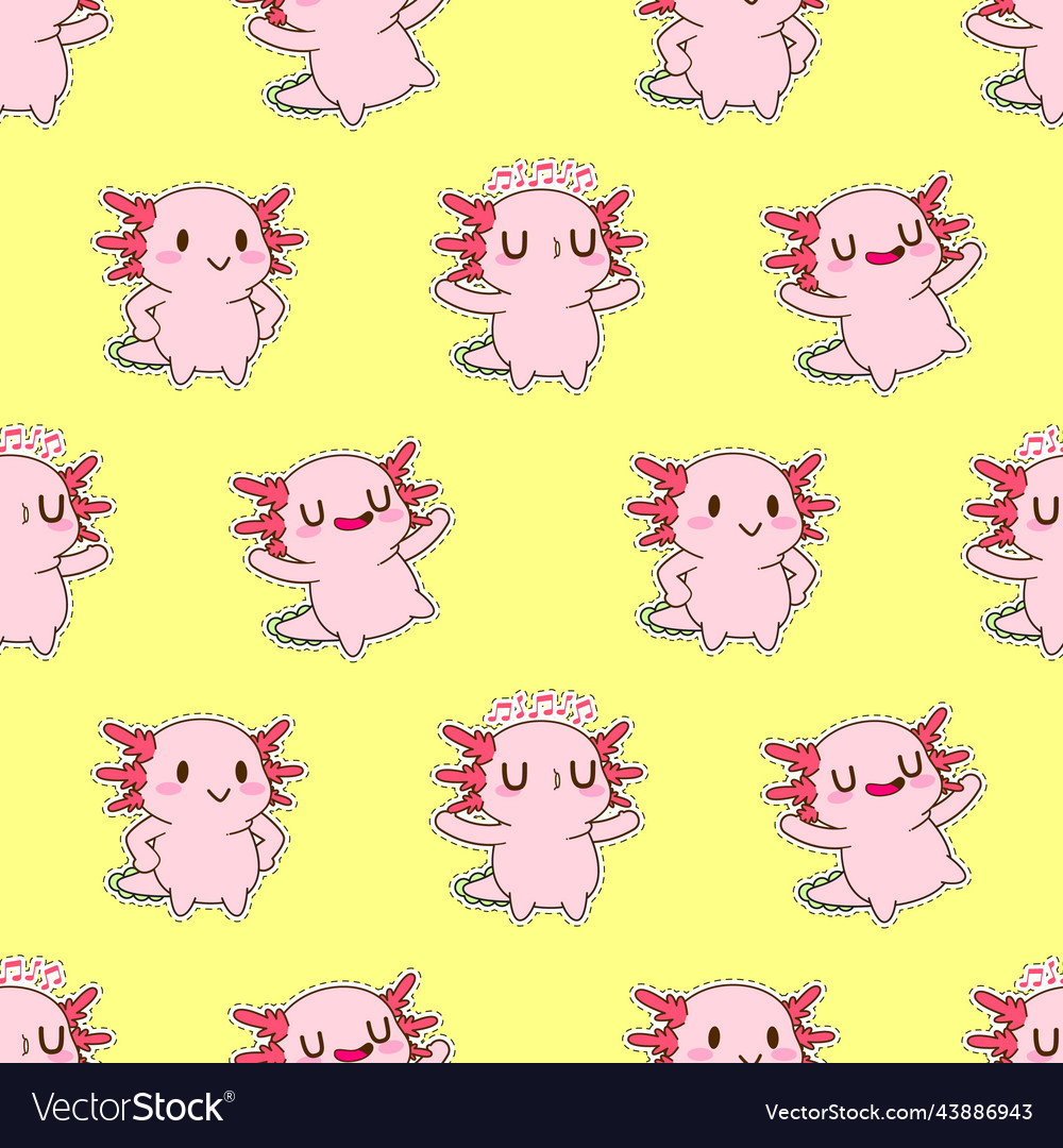 Cute axolotl seamless pattern Royalty Free Vector Image