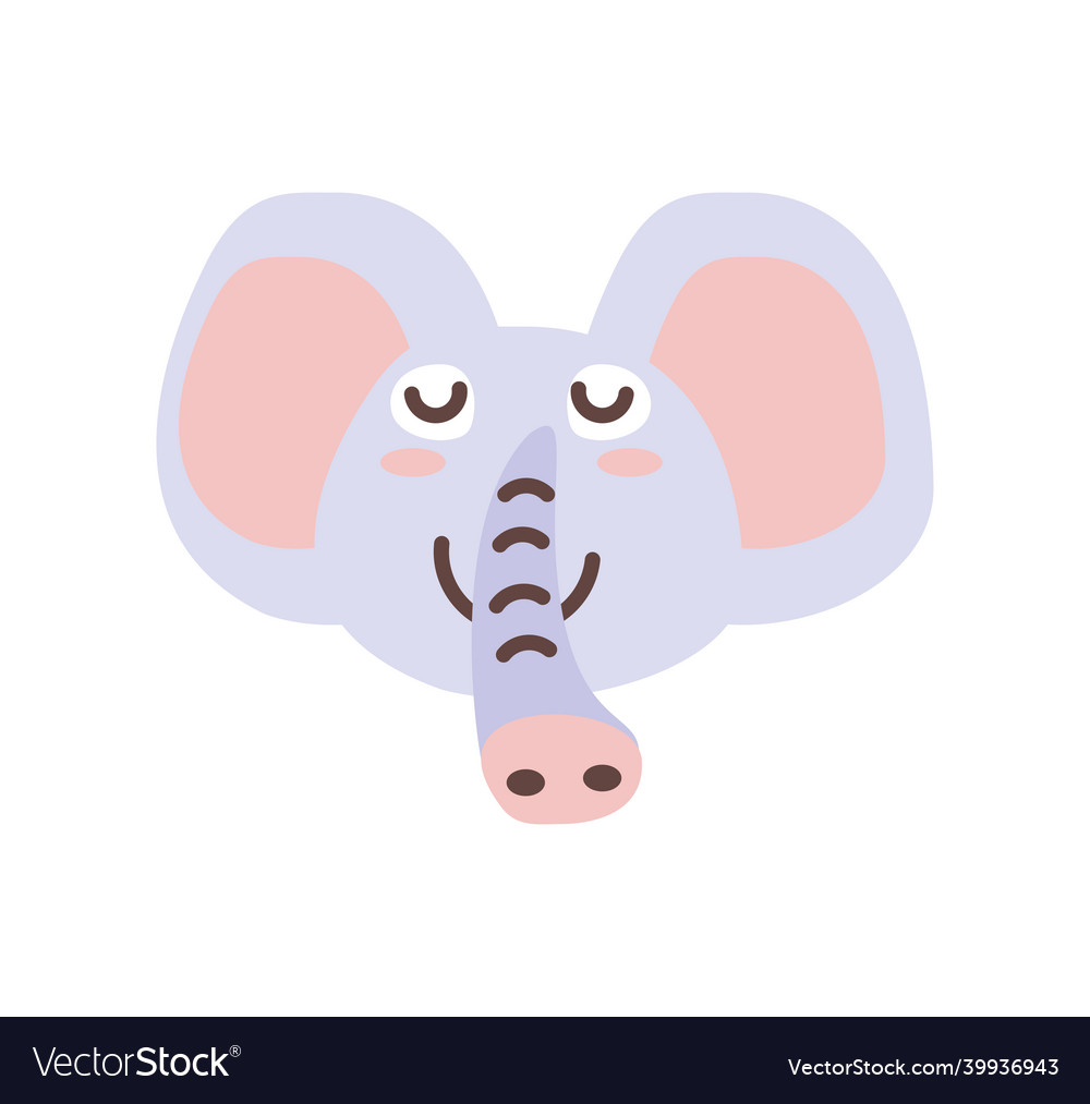 Cute elephant face Royalty Free Vector Image - VectorStock