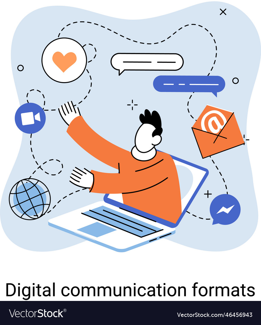 Digital communication formats metaphor content vector image Digital communication formats metaphor content