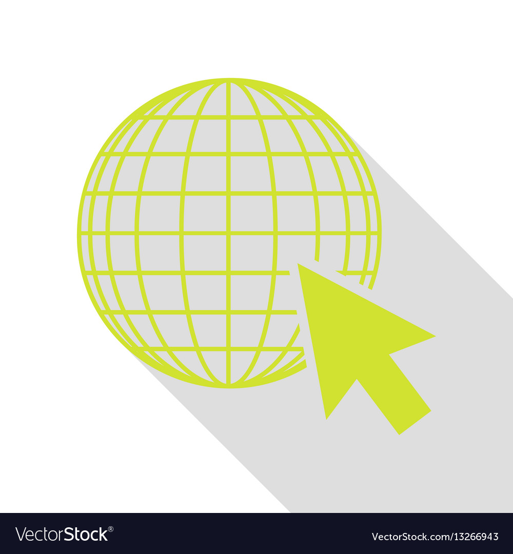 Earth globe with cursor pear icon flat style
