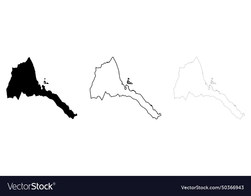 Eritrea country map silhouette and outlines vector image Eritrea country map silhouette and outlines
